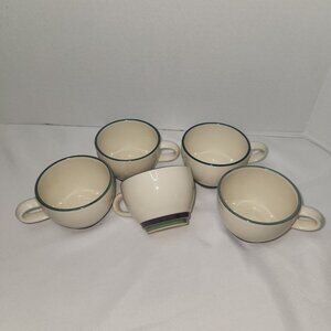 Set of 5 1995 Pfaltzgraff Ocean Breeze Stoneware Coffee Mugs